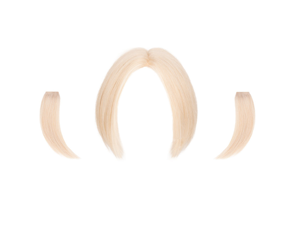 STYLD by Ken Paves Crop Remy Hair Extension Topper Collection Set in Platinum Blonde,  6 inch Hair Length with One Set of Side Pieces